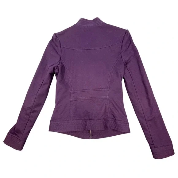 Kut from the Kloth Purple Ruffle Front Zip Jacket Women Small K32097 - Picture 2 of 10